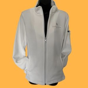 🥰3 for $30🥰 White Zippered Top Women’s Lightweight Jacket Ribbed Fabric Medium